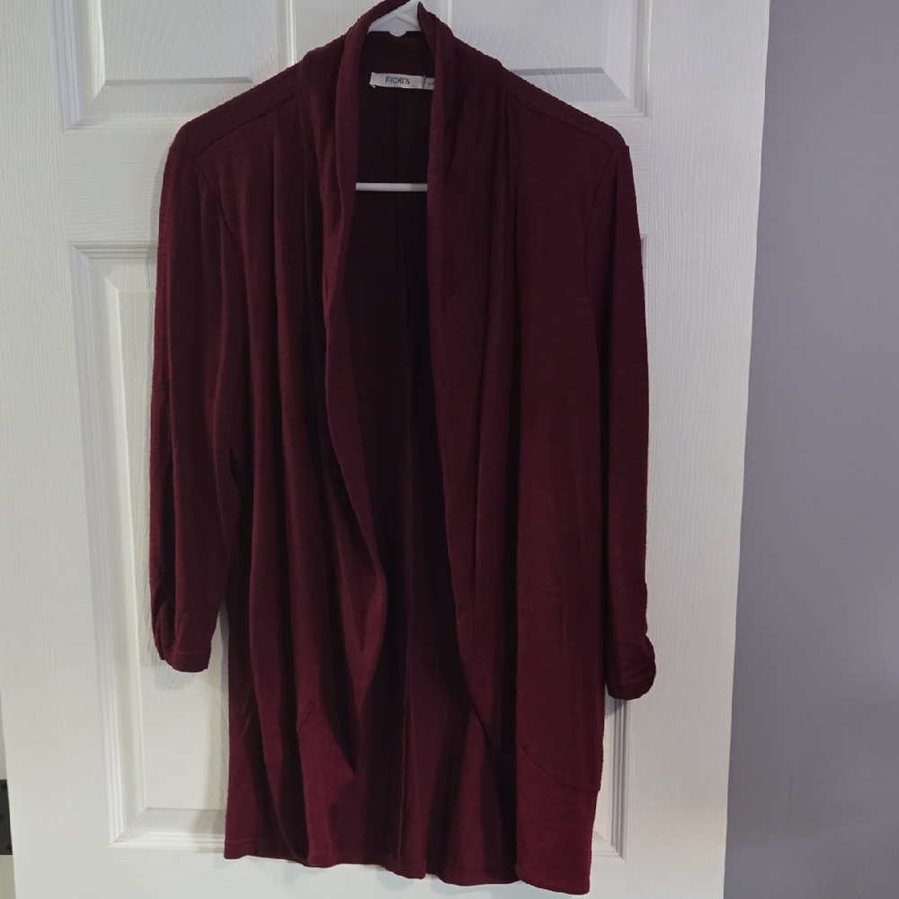 Ricki's Deep Red Draped Cardigan